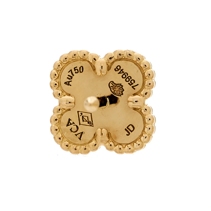 18K Yellow Gold Mother of Pearl Sweet Alhambra Earrings - Image 4