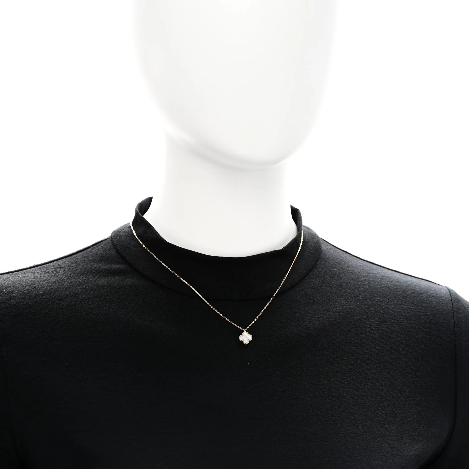18K Yellow Gold Mother of Pearl Sweet Alhambra Pendant Necklace - Image 2