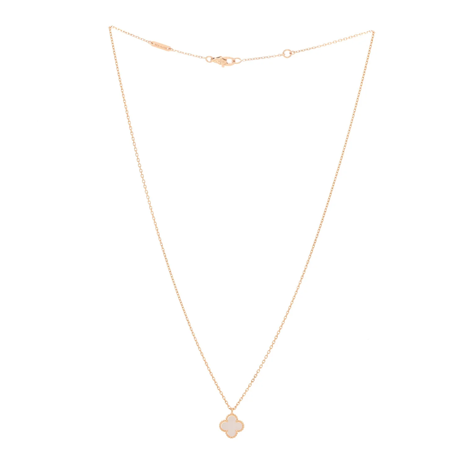 18K Yellow Gold Mother of Pearl Sweet Alhambra Pendant Necklace - Image 3