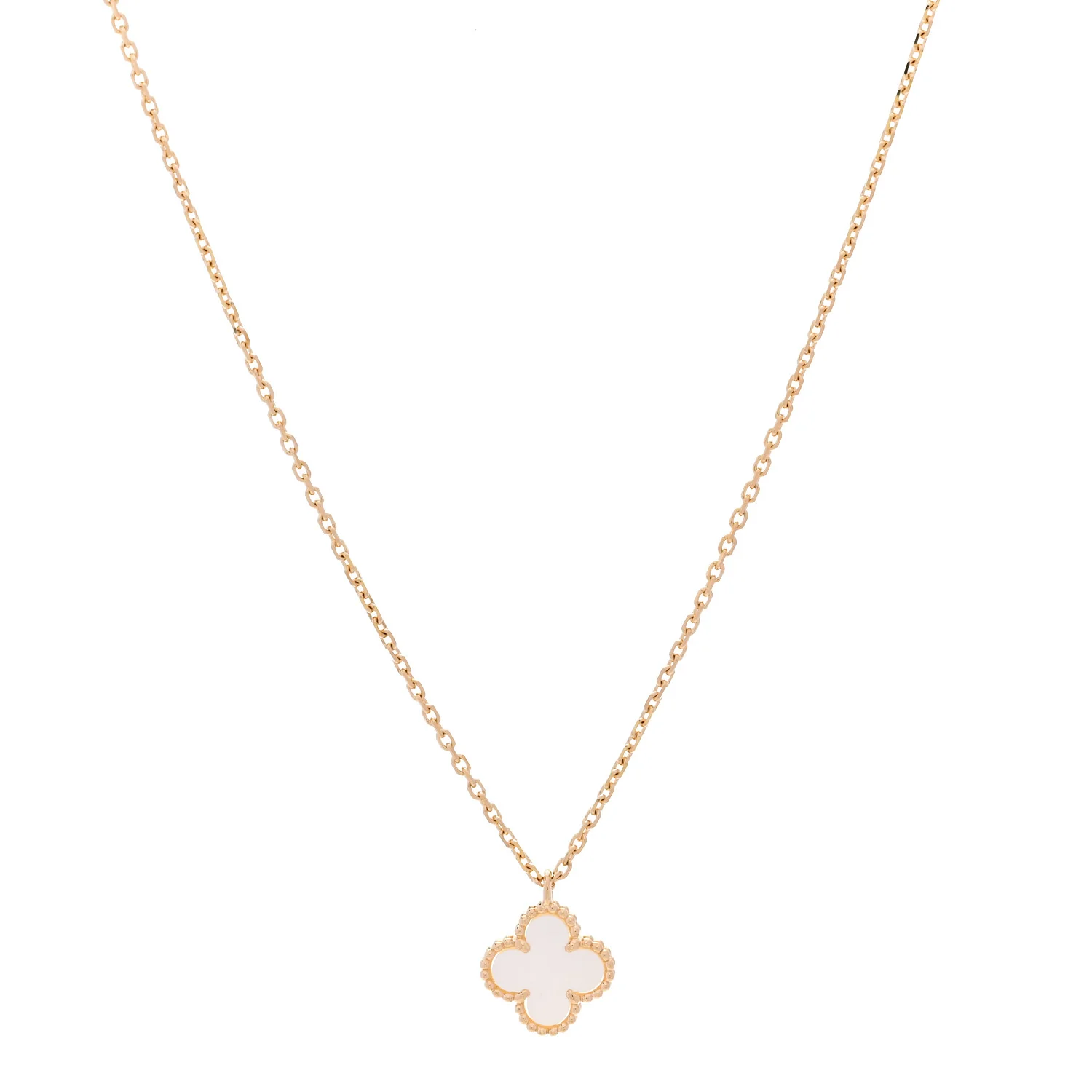 18K Yellow Gold Mother of Pearl Sweet Alhambra Pendant Necklace