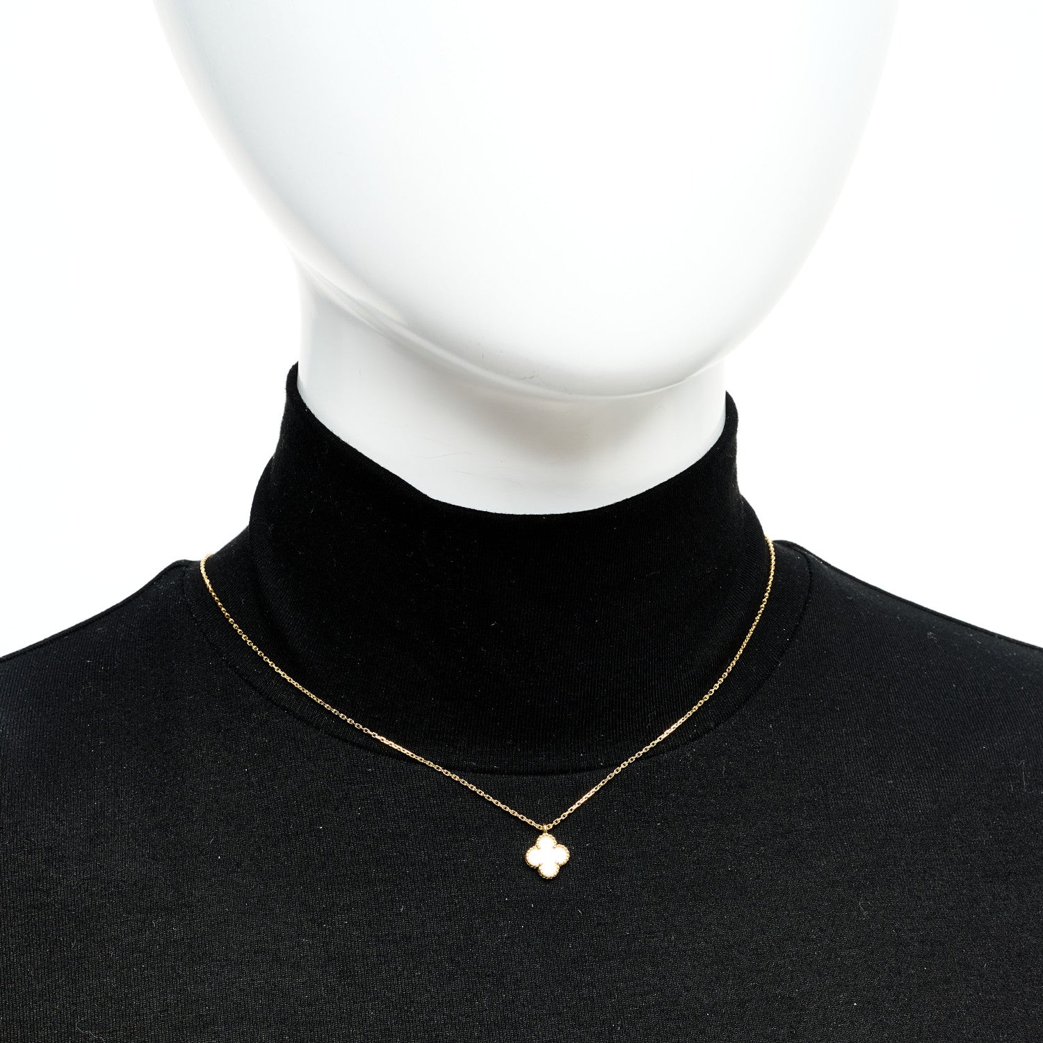 18K Yellow Gold Mother of Pearl Sweet Alhambra Pendant Necklace - Image 2