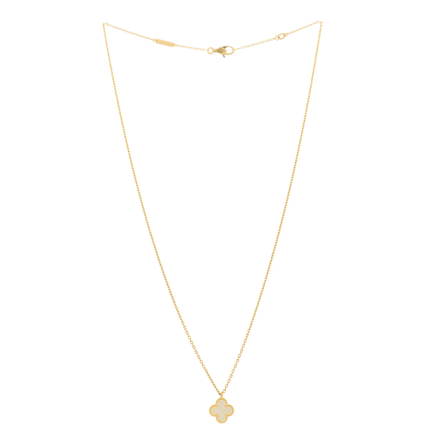18K Yellow Gold Mother of Pearl Sweet Alhambra Pendant Necklace - Image 3
