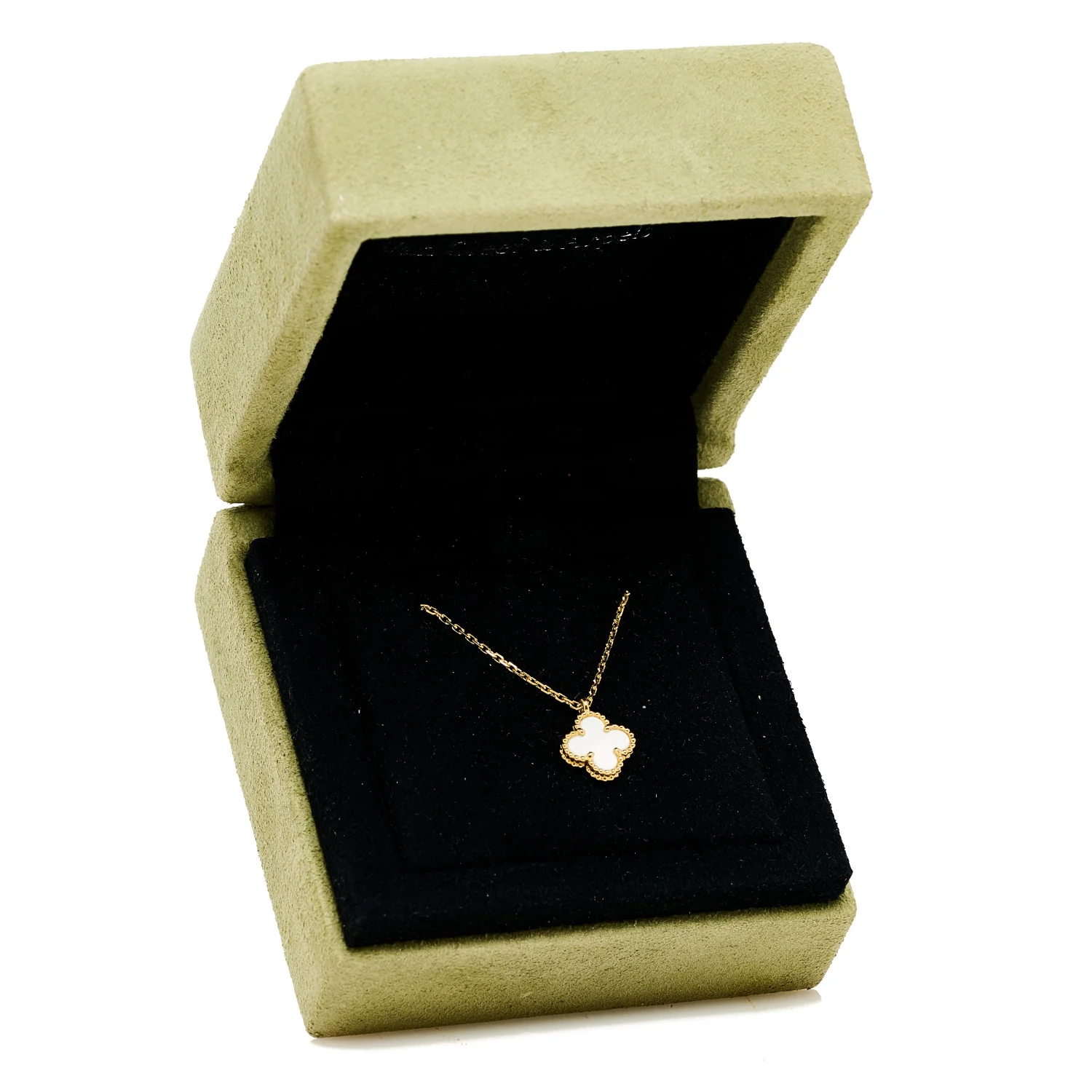 18K Yellow Gold Mother of Pearl Sweet Alhambra Pendant Necklace - Image 6