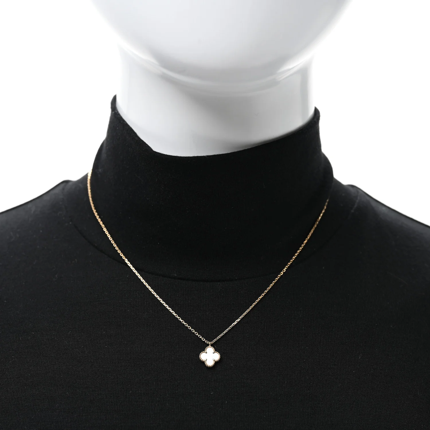 18K Yellow Gold Mother of Pearl Sweet Alhambra Pendant Necklace - Image 2