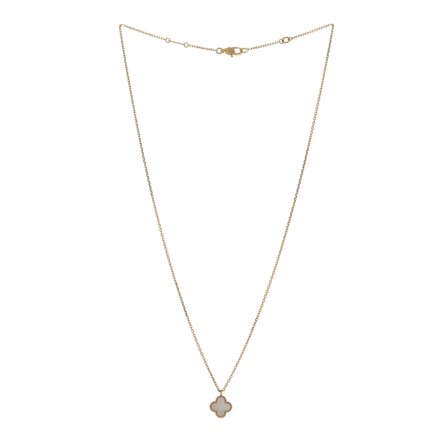 18K Yellow Gold Mother of Pearl Sweet Alhambra Pendant Necklace - Image 3