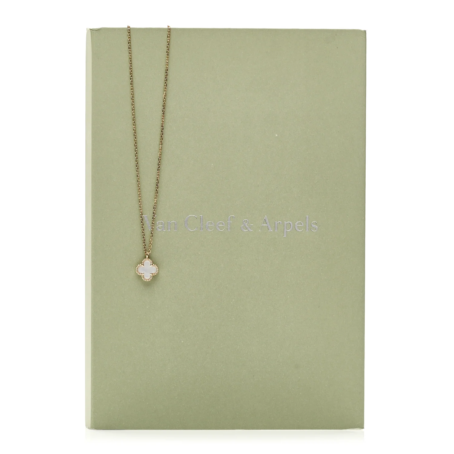 18K Yellow Gold Mother of Pearl Sweet Alhambra Pendant Necklace - Image 6