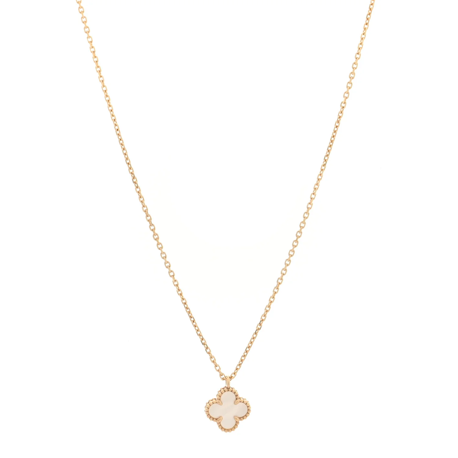18K Yellow Gold Mother of Pearl Sweet Alhambra Pendant Necklace