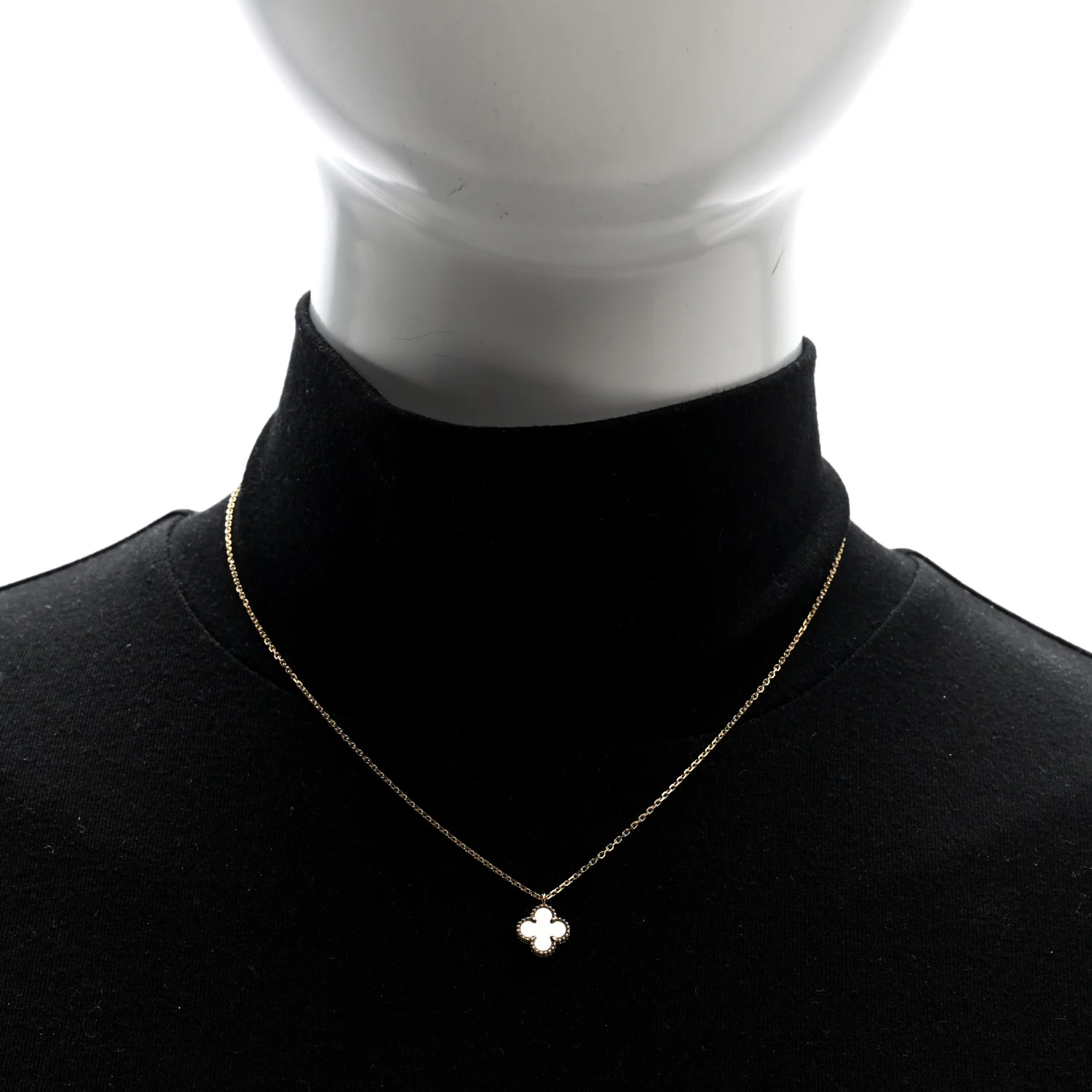 18K Yellow Gold Mother of Pearl Sweet Alhambra Pendant Necklace - Image 2