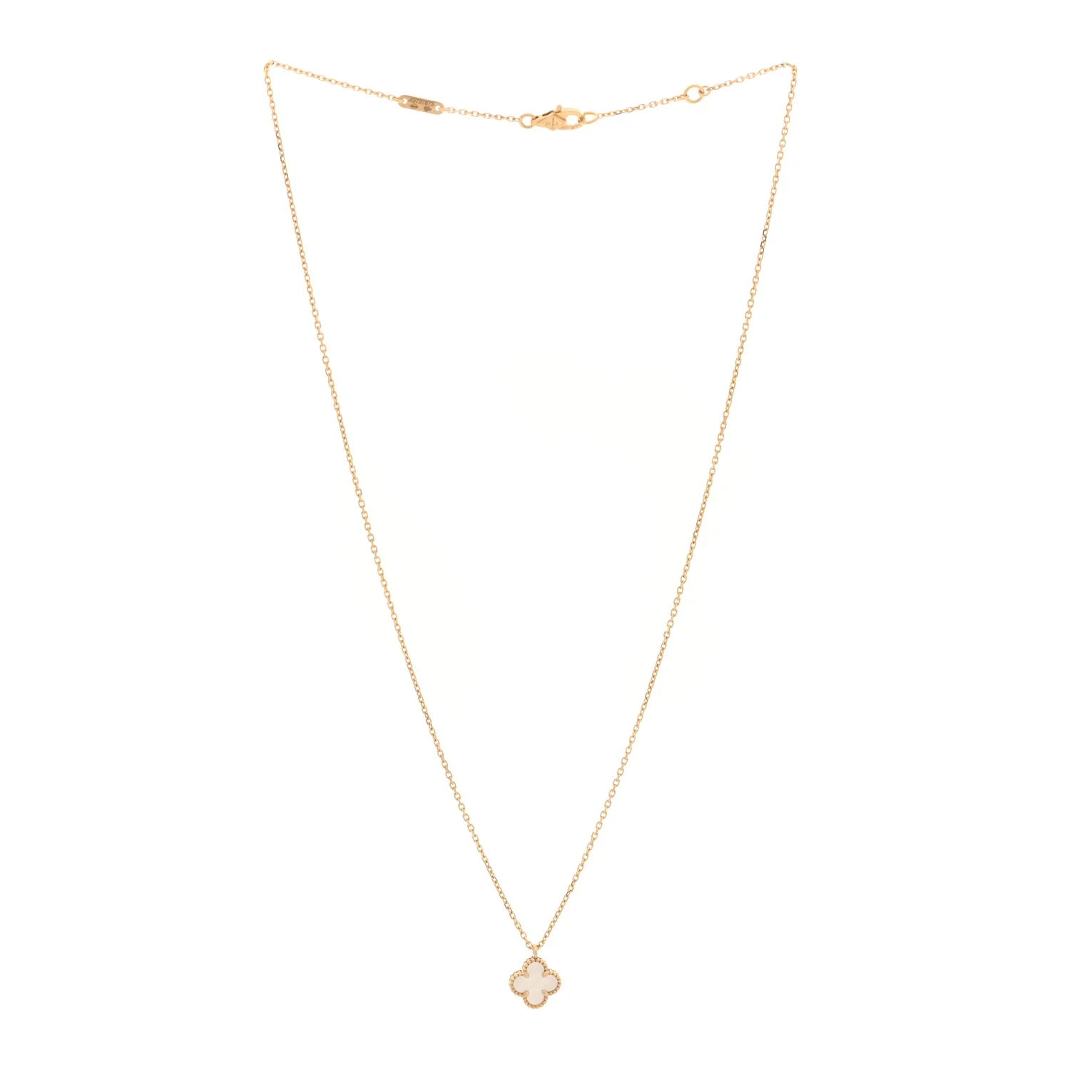 18K Yellow Gold Mother of Pearl Sweet Alhambra Pendant Necklace - Image 3