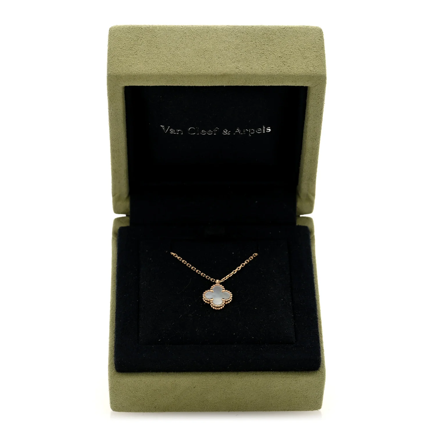 18K Yellow Gold Mother of Pearl Sweet Alhambra Pendant Necklace - Image 5