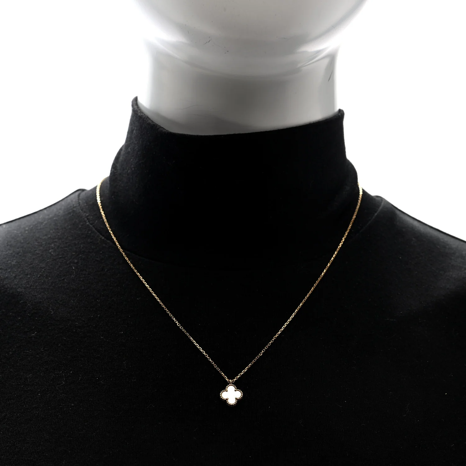 18K Yellow Gold Mother of Pearl Sweet Alhambra Pendant Necklace - Image 2