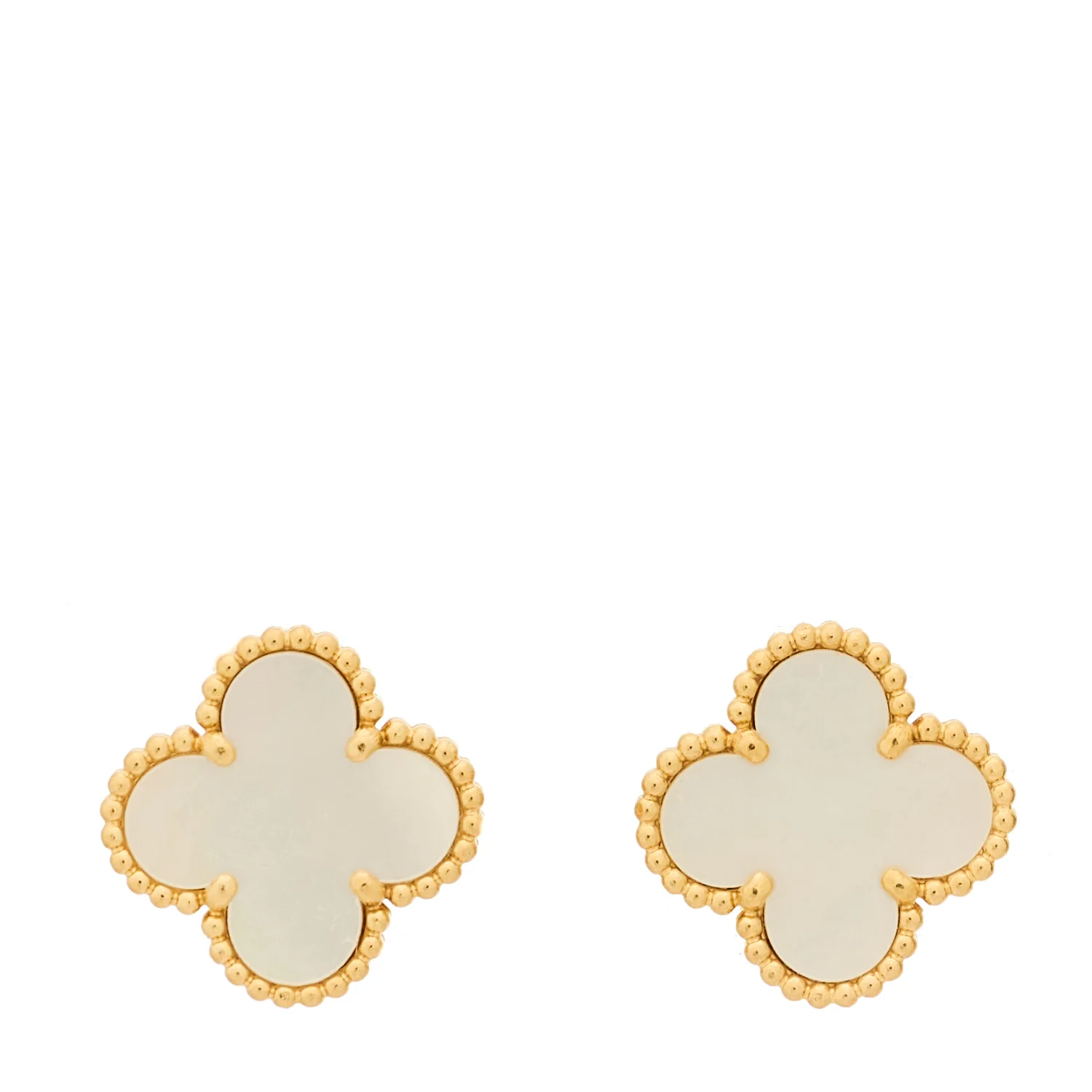 18K Yellow Gold Mother of Pearl Vintage Alhambra Earrings