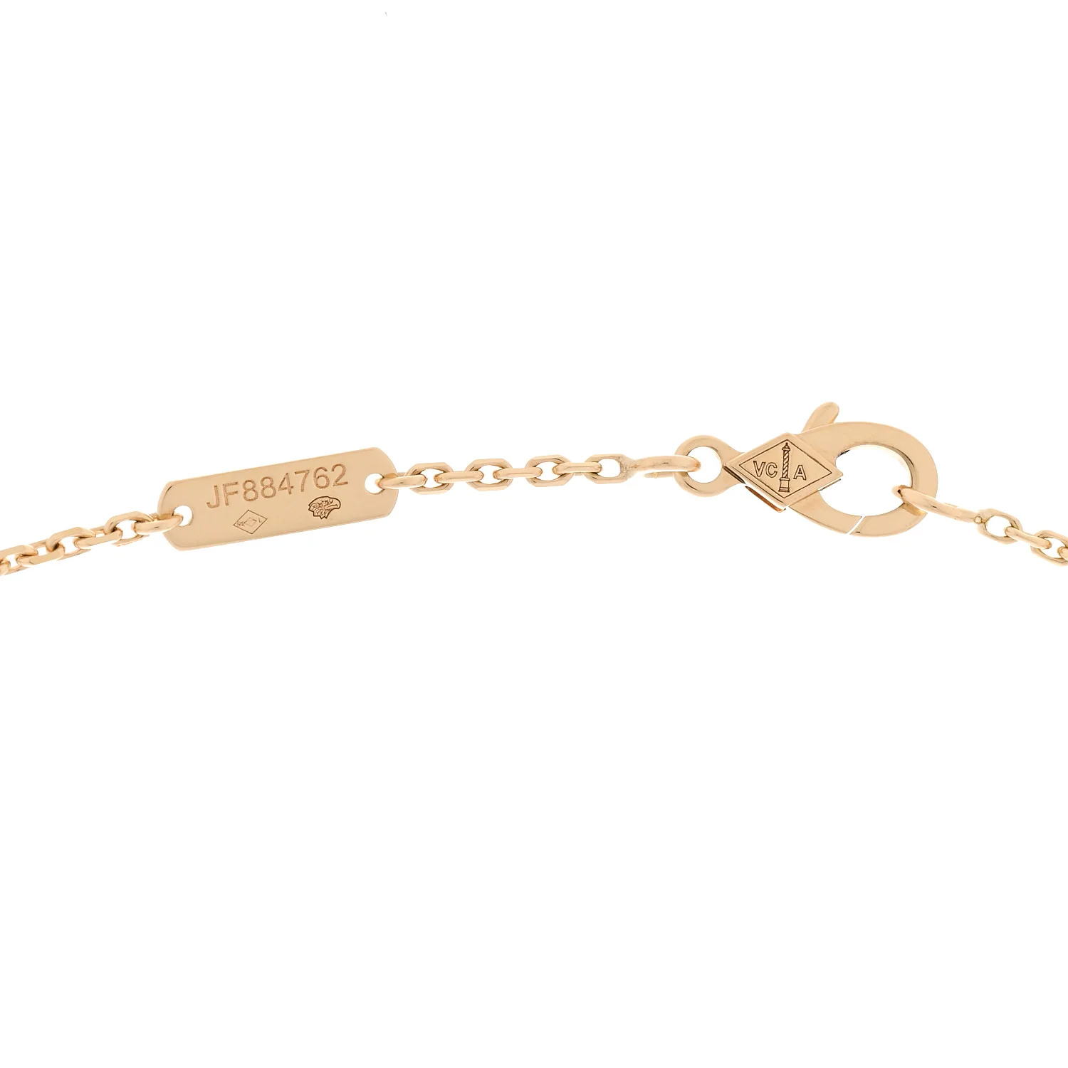 18K Yellow Gold Mother of Pearl Vintage Alhambra Pendant Necklace - Image 4