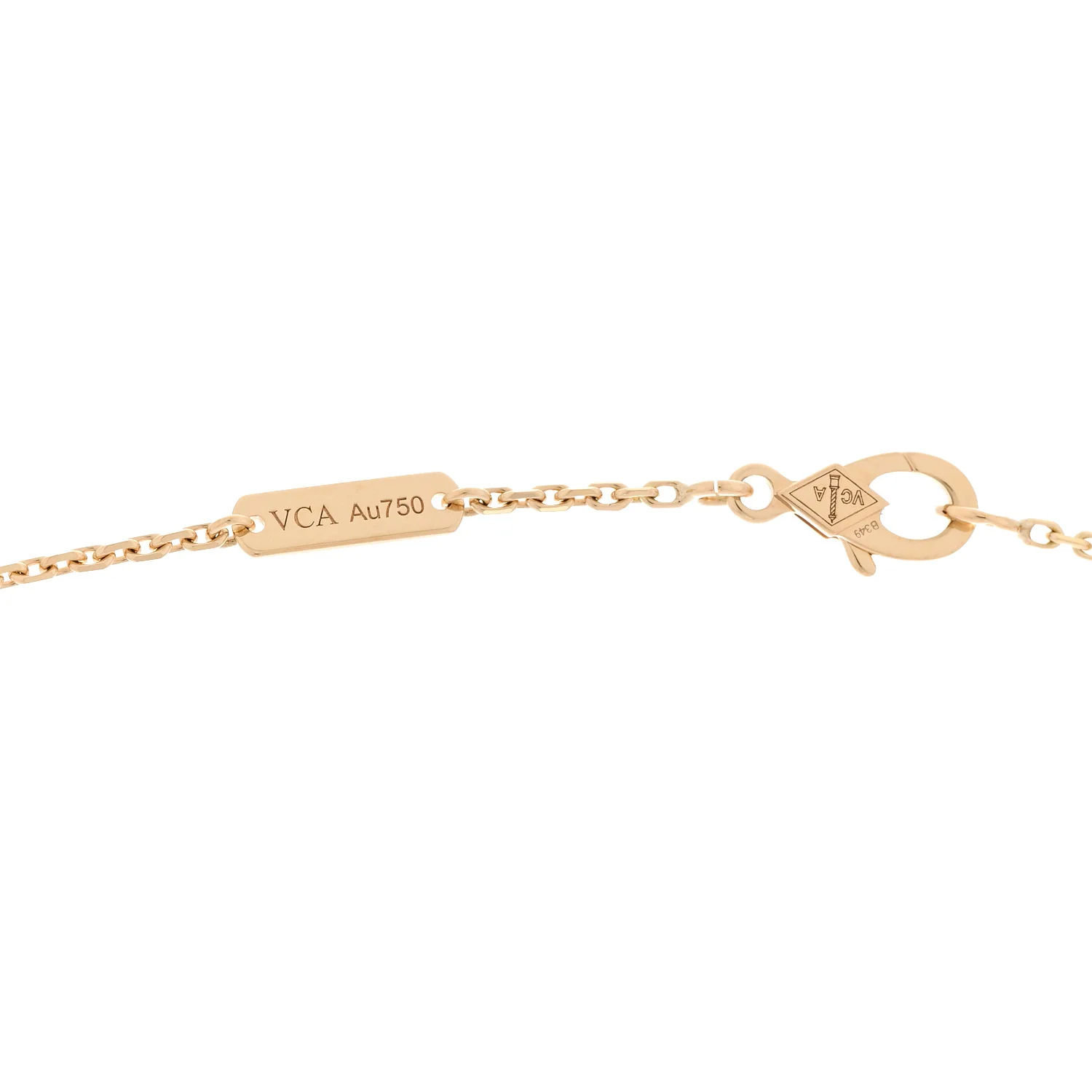 18K Yellow Gold Mother of Pearl Vintage Alhambra Pendant Necklace - Image 5