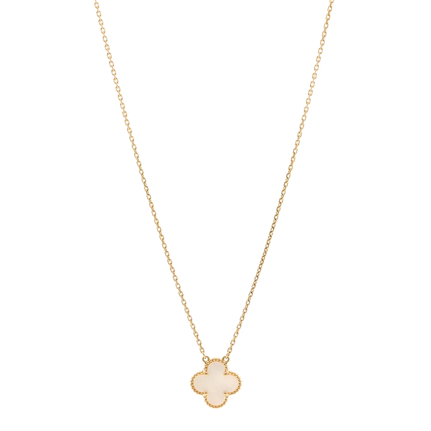 18K Yellow Gold Mother of Pearl Vintage Alhambra Pendant Necklace