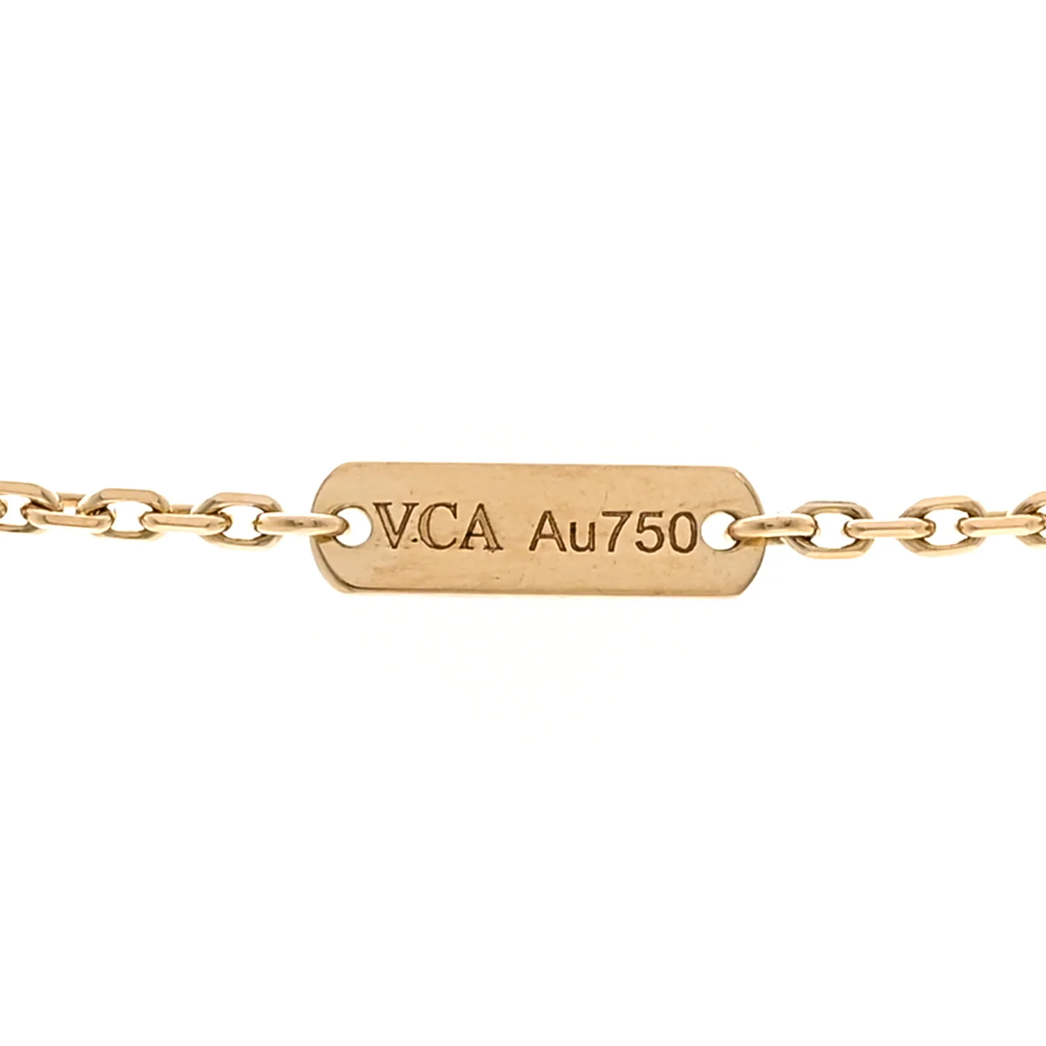 18K Yellow Gold Mother of Pearl Vintage Alhambra Pendant Necklace - Image 5
