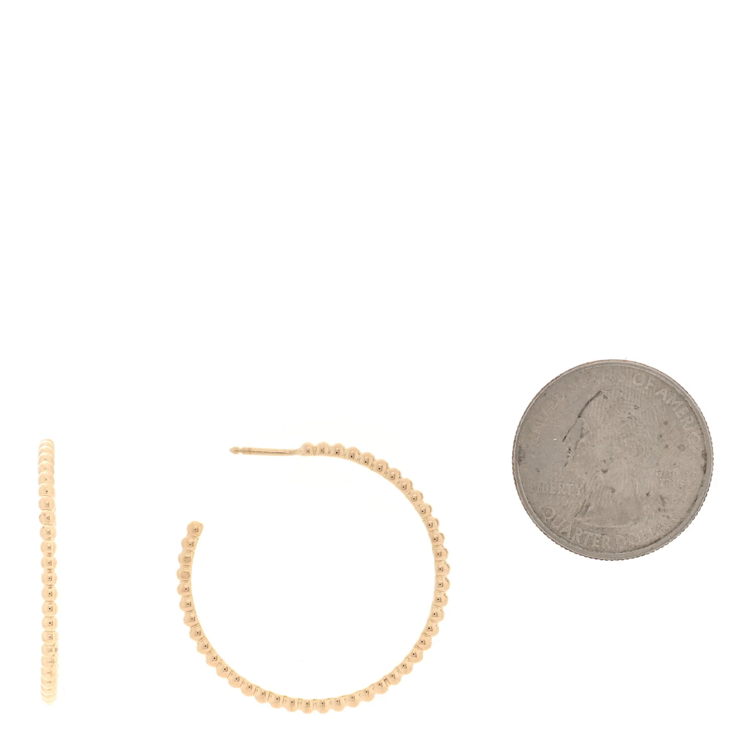 18K Yellow Gold Small Perlee Hoop Earrings - Image 2
