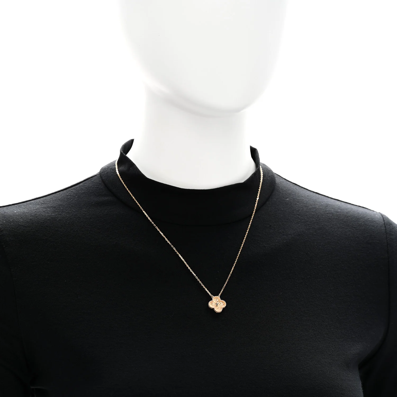 18K Yellow Gold Vintage Alhambra Pendant Necklace - Image 2