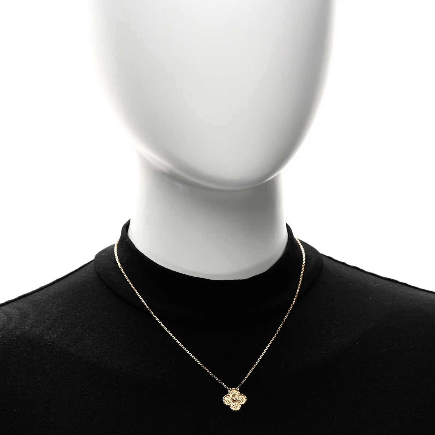 18K Yellow Gold Vintage Alhambra Pendant Necklace - Image 2
