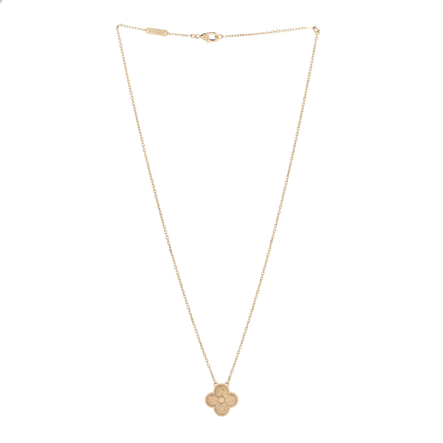 18K Yellow Gold Vintage Alhambra Pendant Necklace - Image 3
