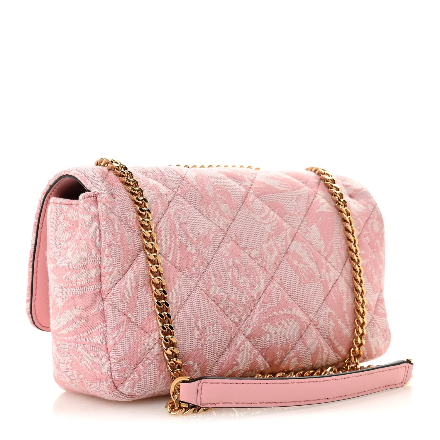 Baroque Jacquard Quilted Small Medusa Shoulder Bag Baby Pink - Image 3