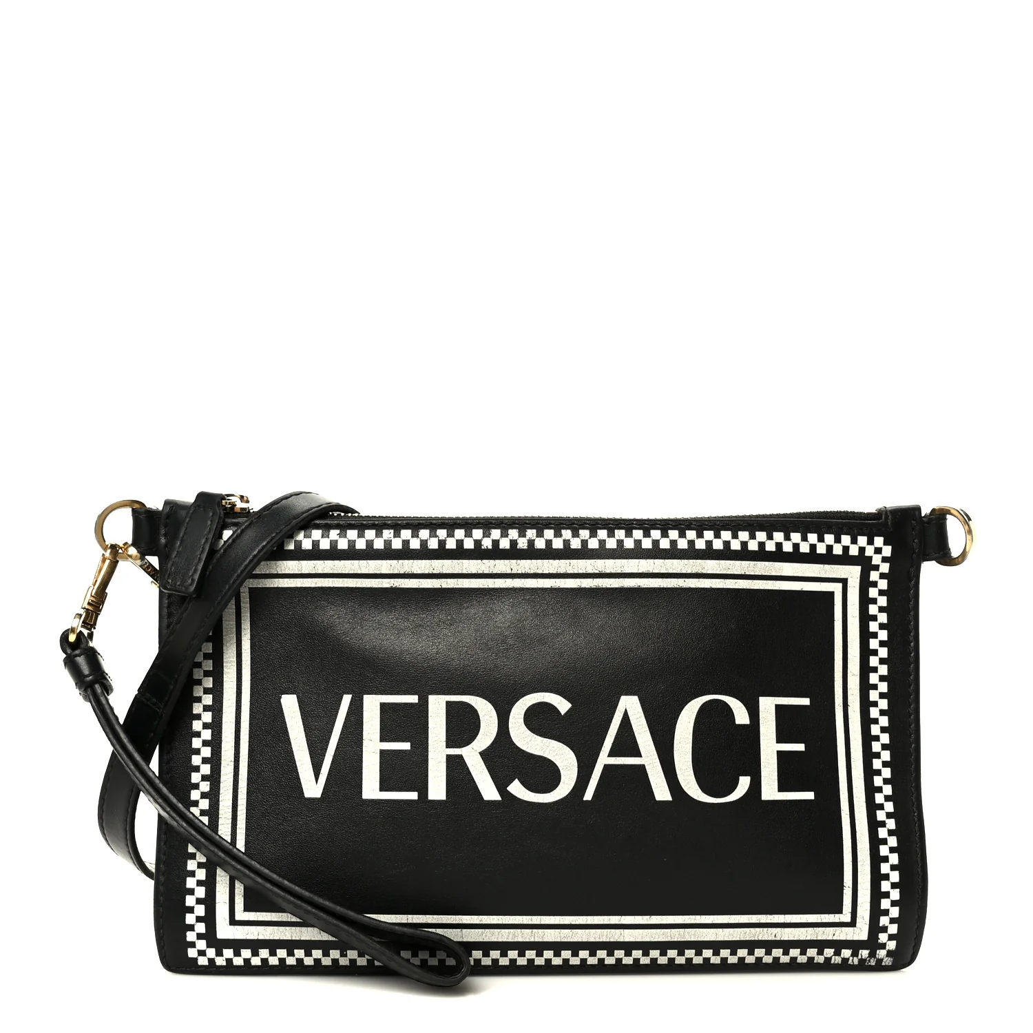 Calfskin 90s Logo Pouch Black