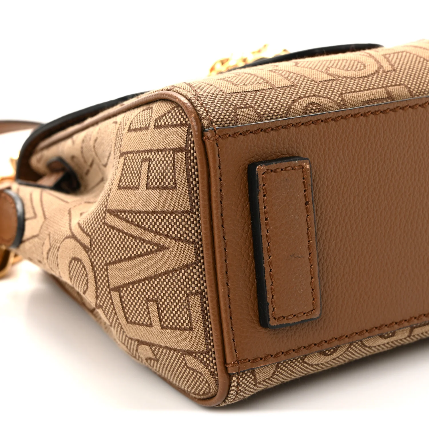 Calfskin Canvas Allover La Medusa Small Top Handle Handbag Brown - Image 8