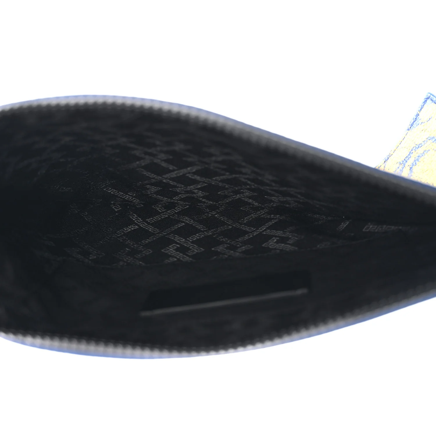 Calfskin Heritage Barocco Print Wristlet Pouch Bluette - Image 5