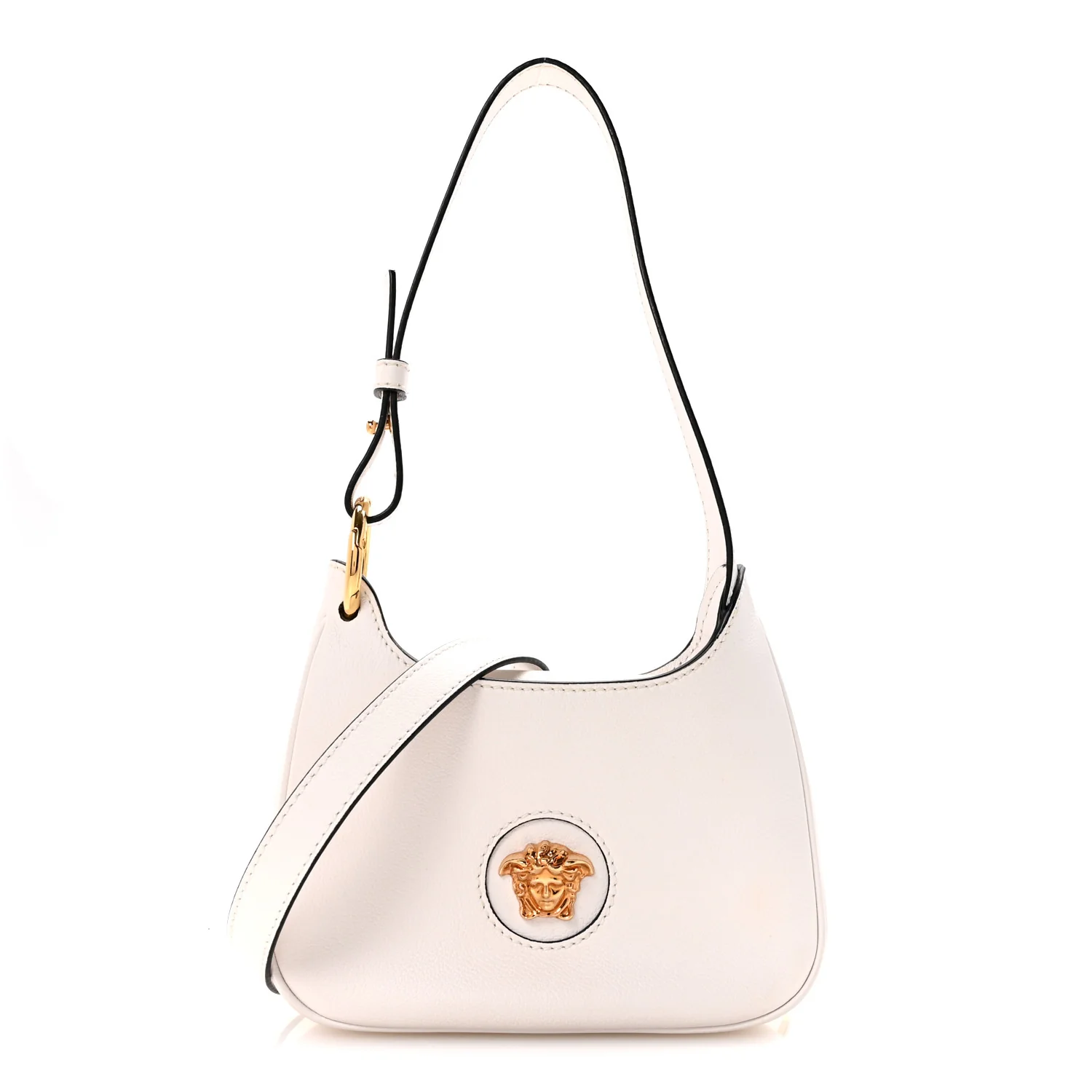 Calfskin La Medusa Small Hobo Crossbody Optical White