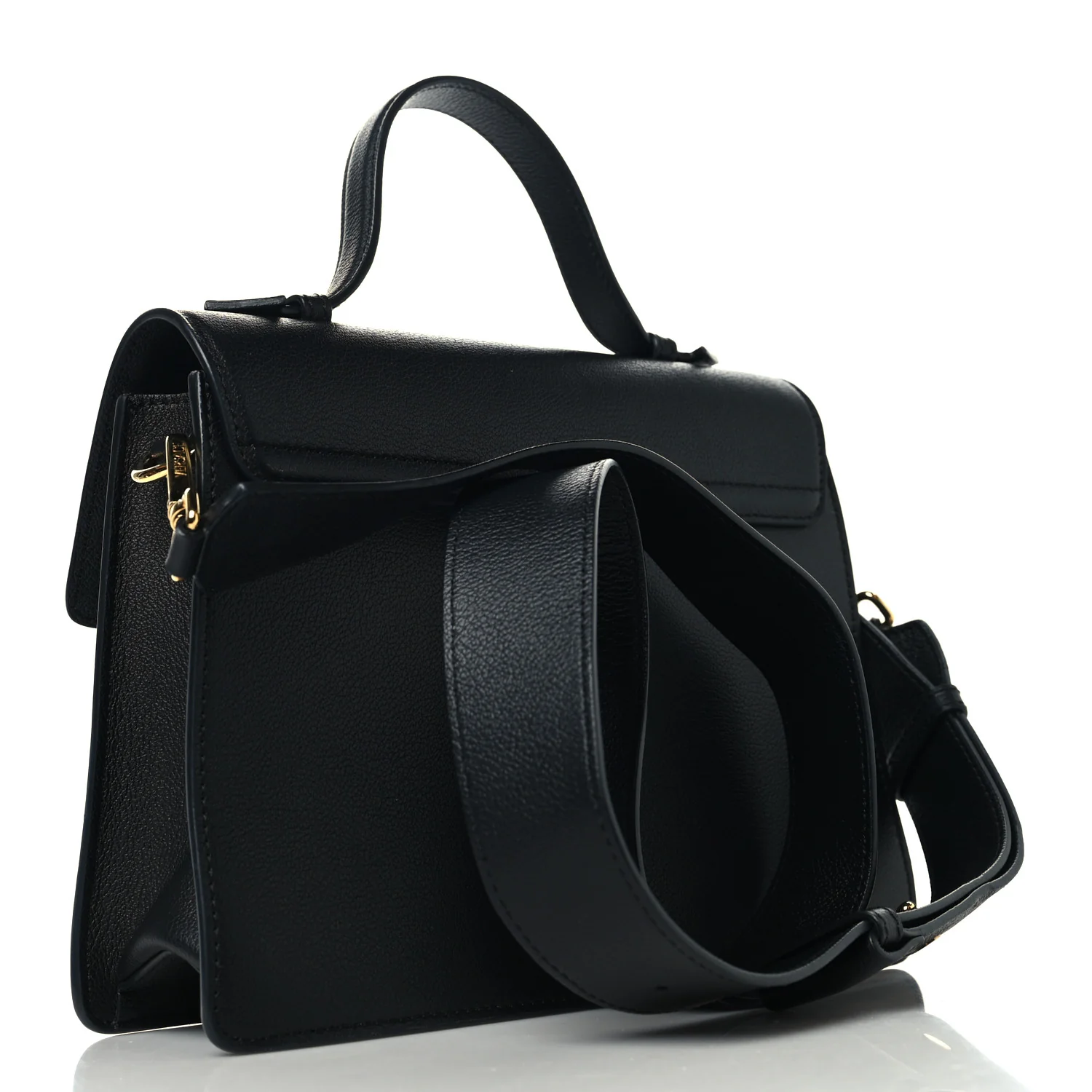 Calfskin La Medusa Top Handle Shoulder Bag Black - Image 3