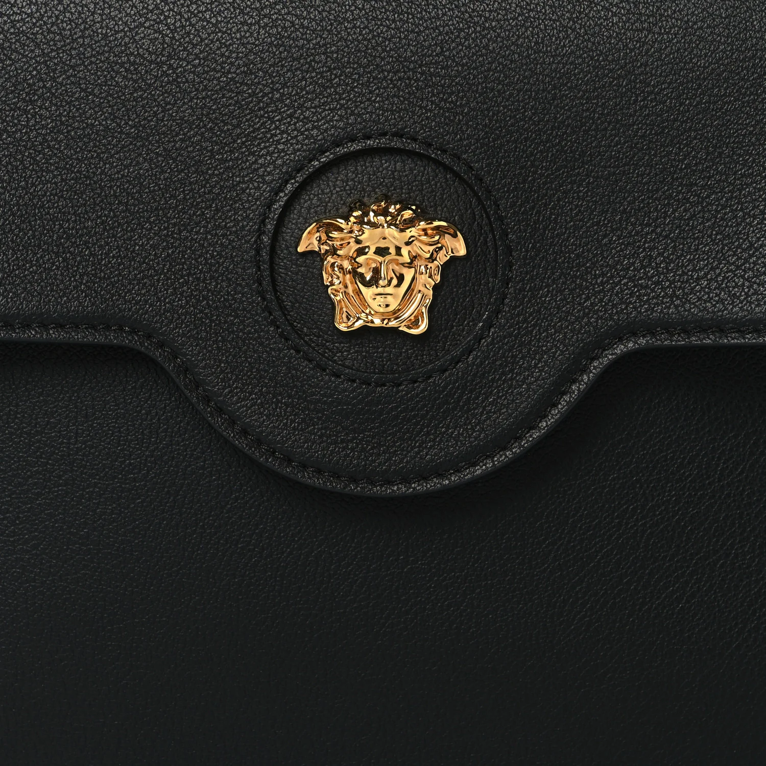Calfskin La Medusa Top Handle Shoulder Bag Black - Image 7
