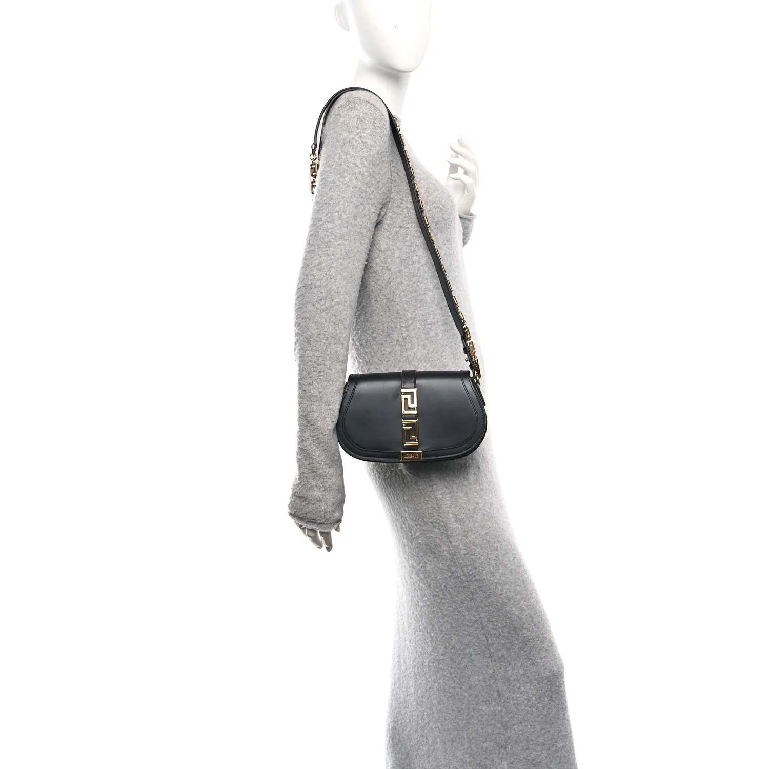 Calfskin Medium Greca Goddess Shoulder Bag Black - Image 2