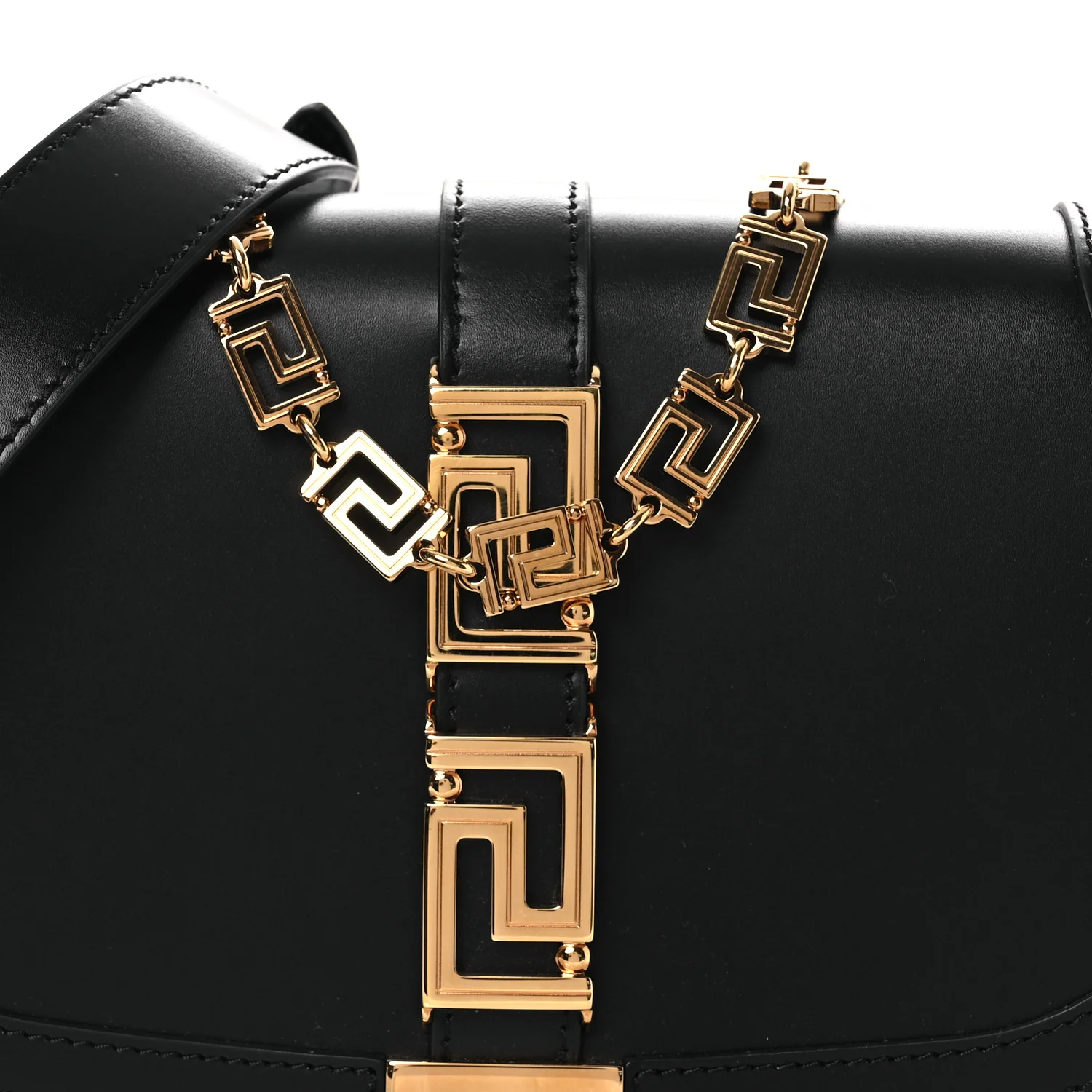 Calfskin Medium Greca Goddess Shoulder Bag Black - Image 8