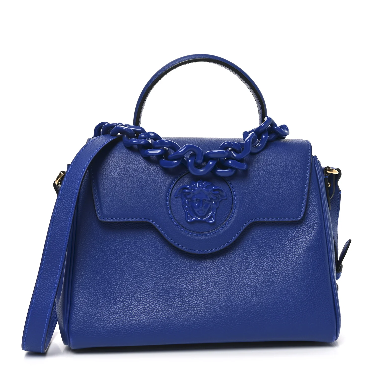 Calfskin Medium La Medusa Top Handle Handbag Lapis