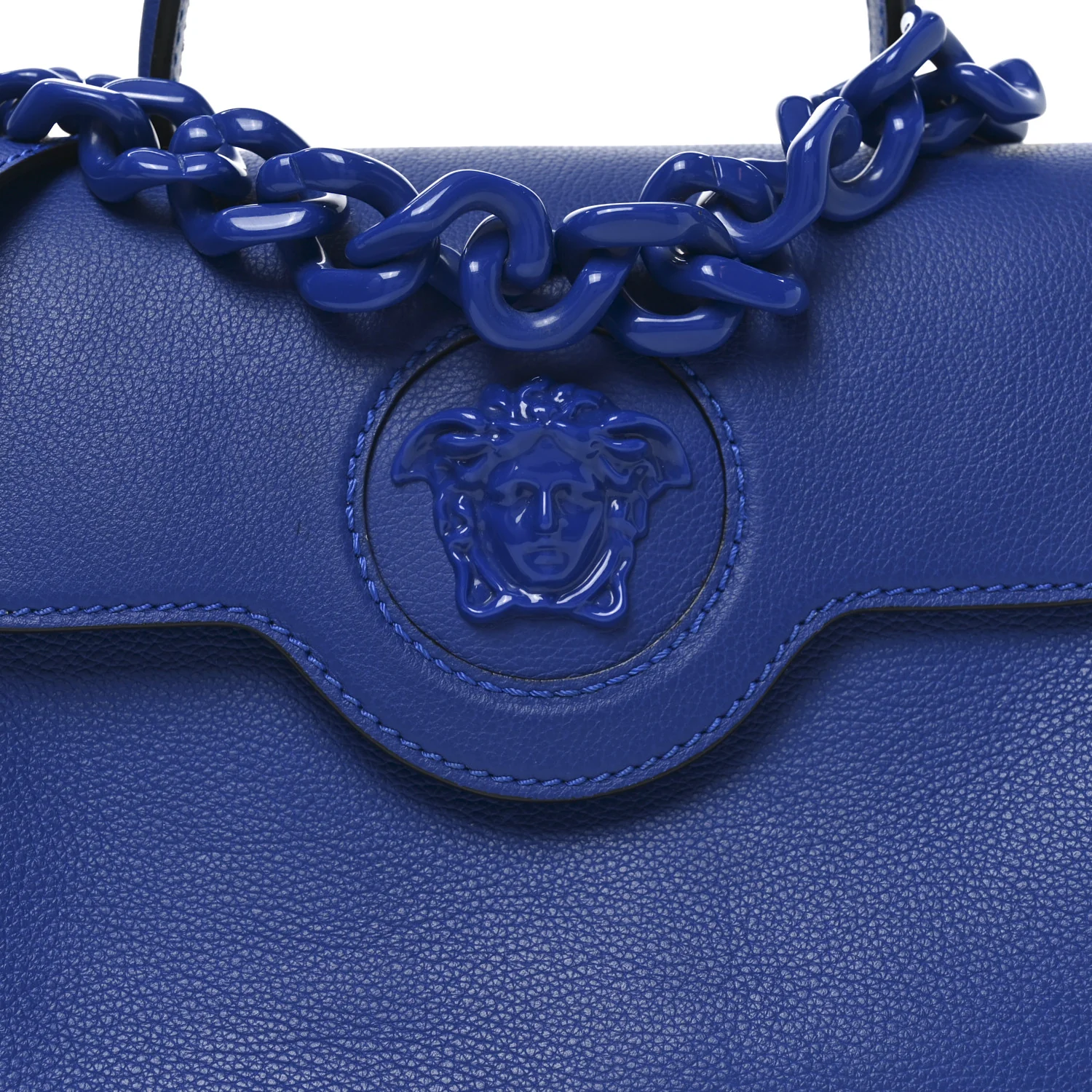 Calfskin Medium La Medusa Top Handle Handbag Lapis - Image 6