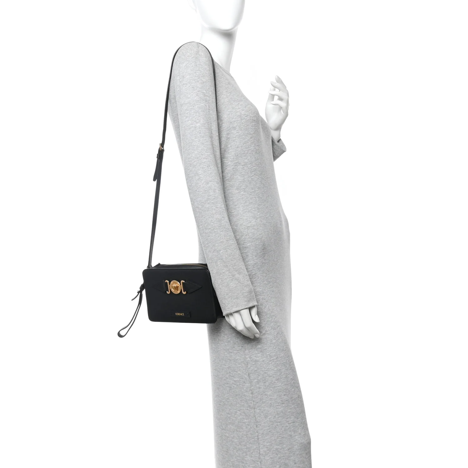 Calfskin Medusa Biggie Shoulder Bag Black - Image 2