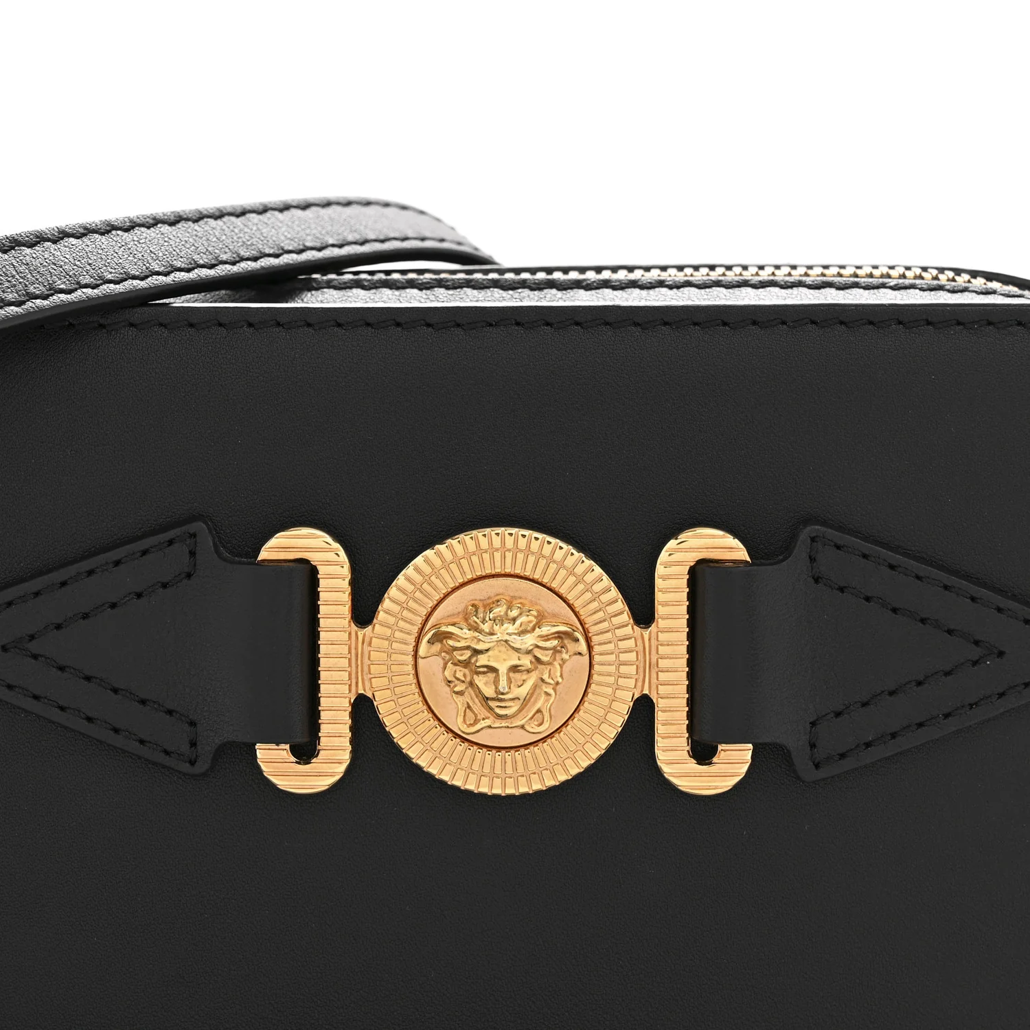 Calfskin Medusa Biggie Shoulder Bag Black - Image 7