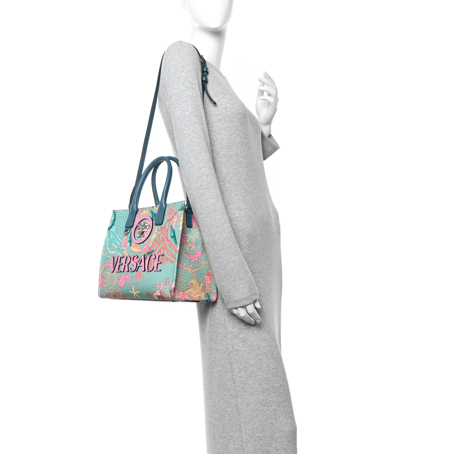 Canvas Barocco Underwater Medusa Small Tote Light Blue Pink Multicolor - Image 2