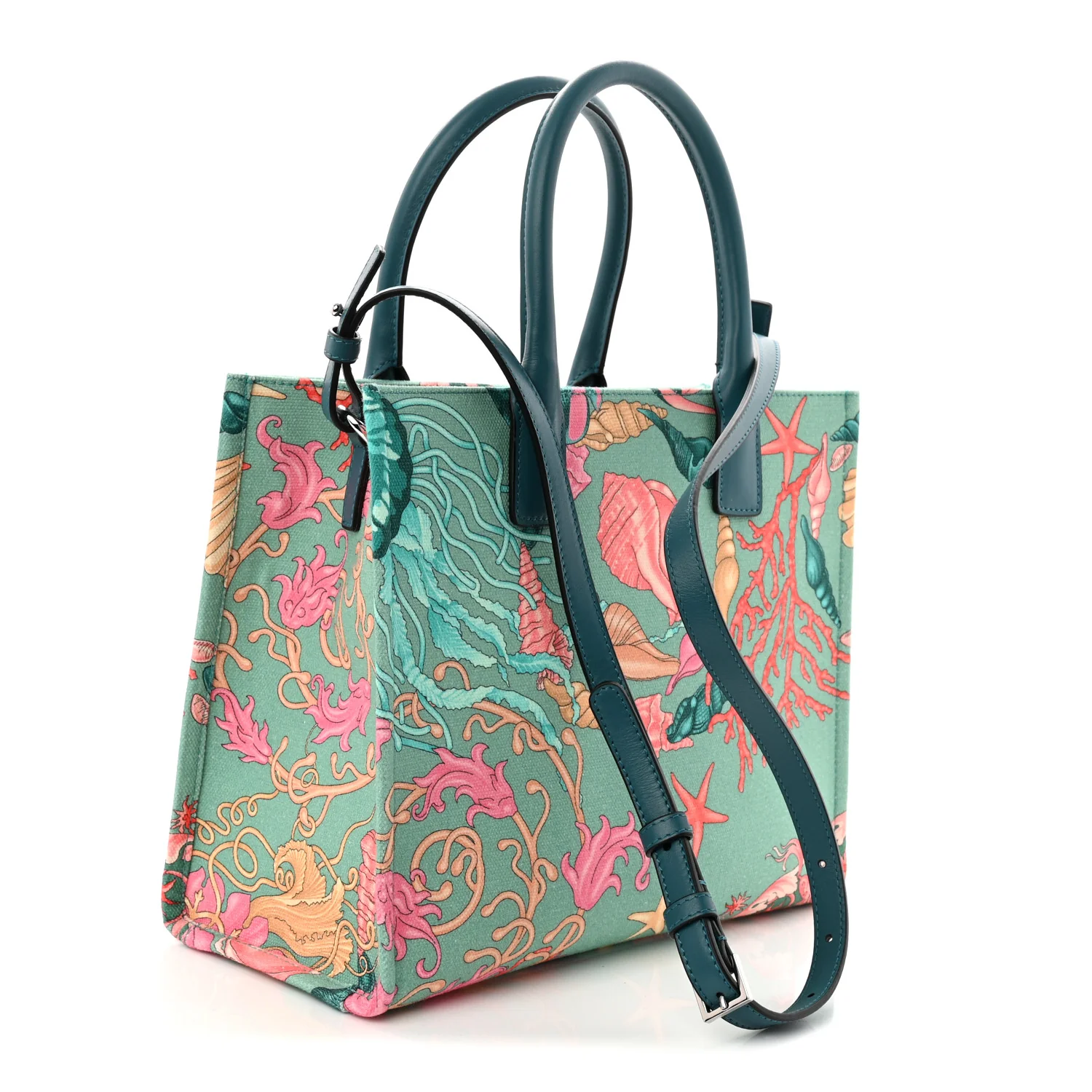 Canvas Barocco Underwater Medusa Small Tote Light Blue Pink Multicolor - Image 3