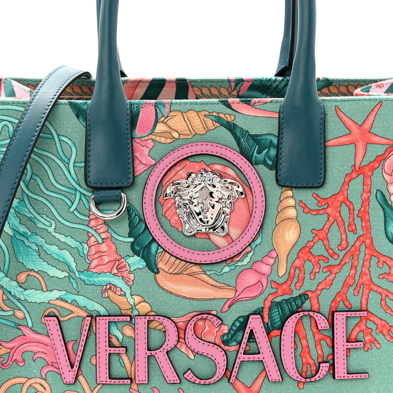 Canvas Barocco Underwater Medusa Small Tote Light Blue Pink Multicolor - Image 7