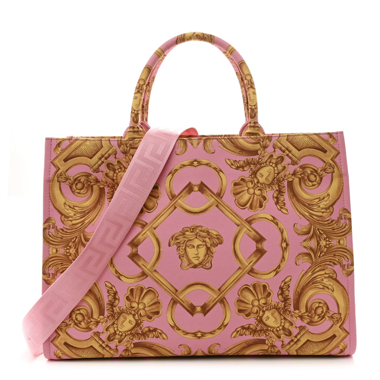 Canvas Baroque Print Medusa Large Tote Pink