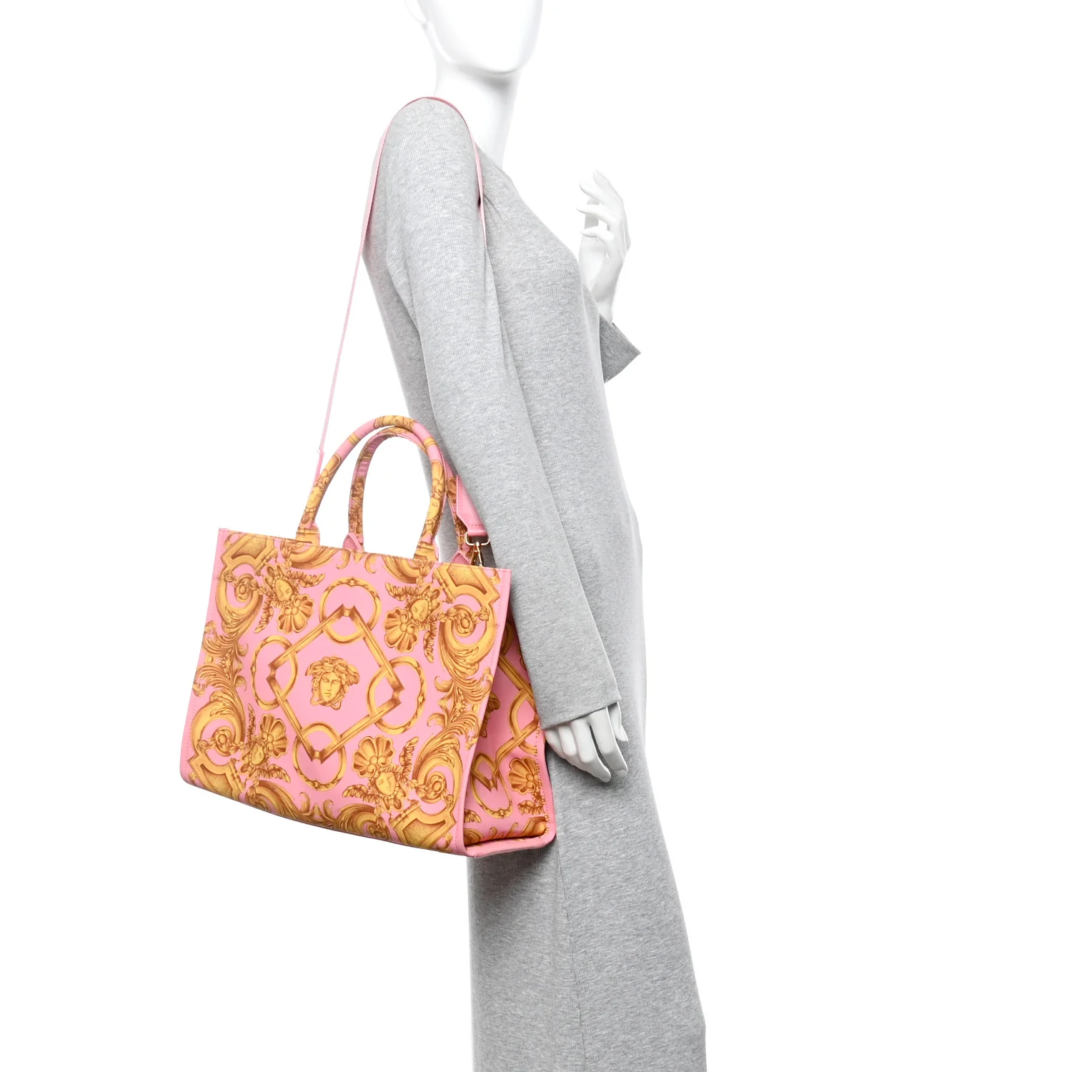 Canvas Baroque Print Medusa Large Tote Pink - Image 2