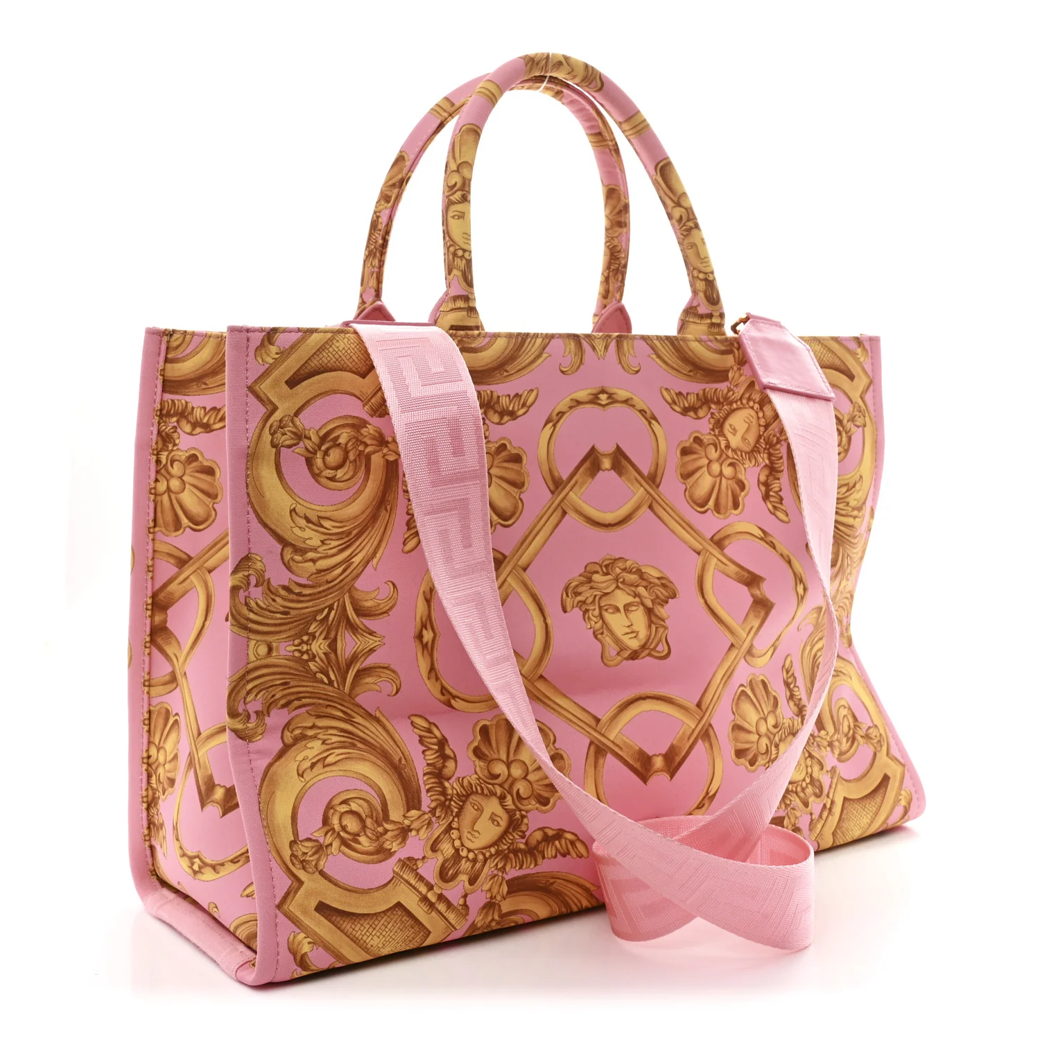 Canvas Baroque Print Medusa Large Tote Pink - Image 3
