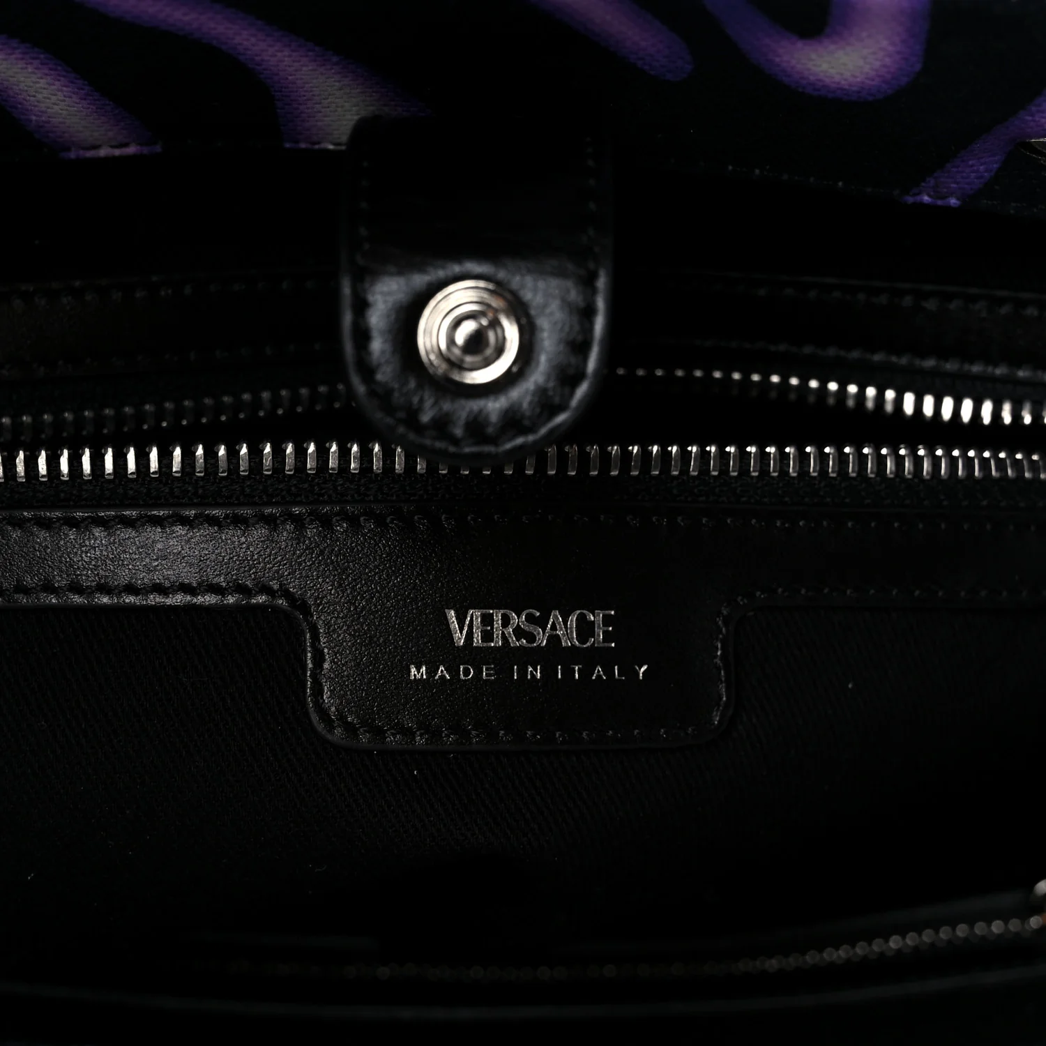 Canvas Calfskin Zebra La Medusa Small Tote Bag Purple Black - Image 6