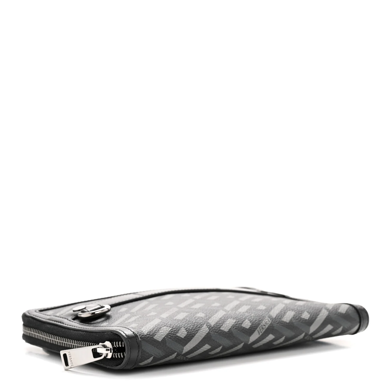 Coated Canvas La Greca Signature Black Gray - Image 4