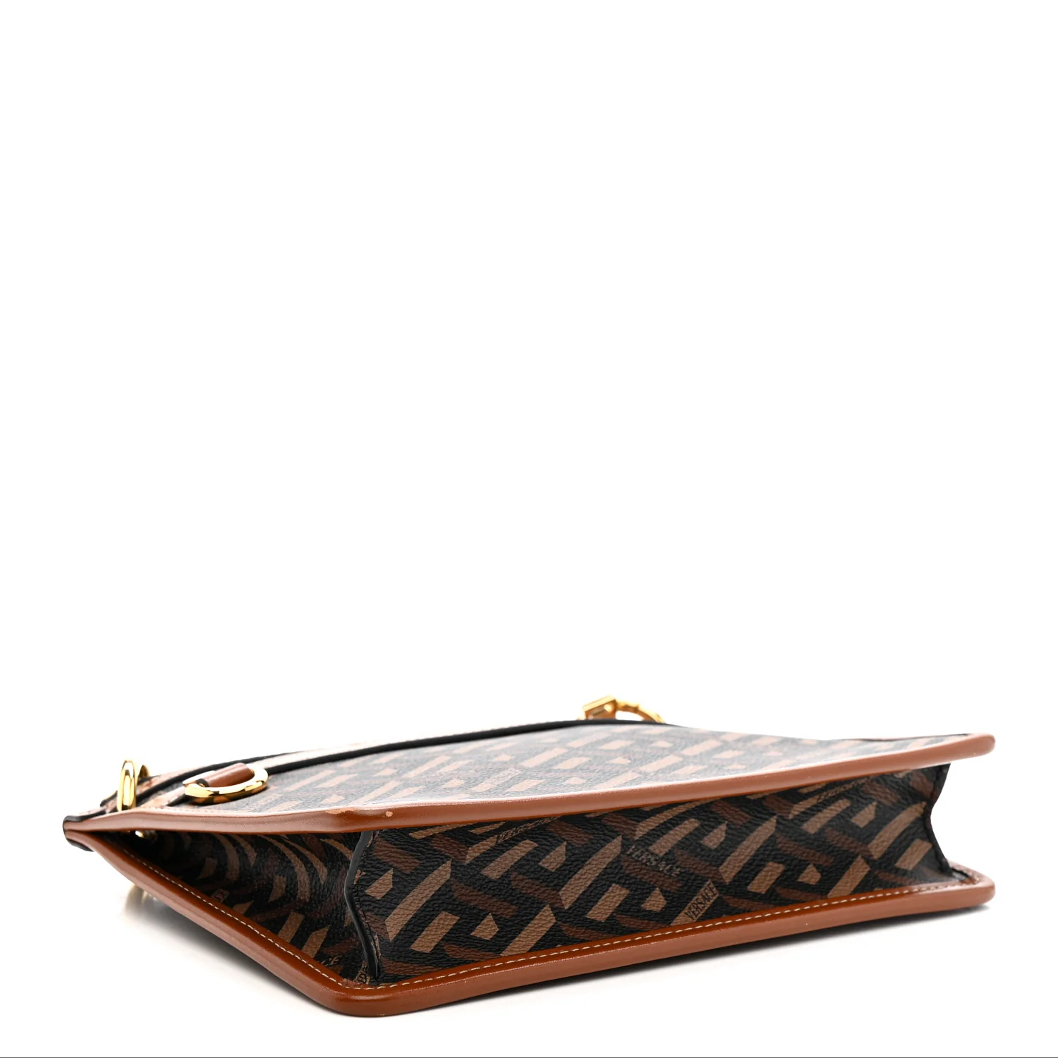 Coated Canvas Medium La Greca Signature Pouch Black Caramel - Image 4