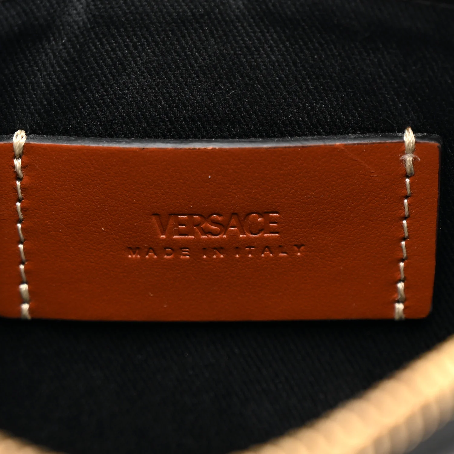 Coated Canvas Medium La Greca Signature Pouch Black Caramel - Image 6