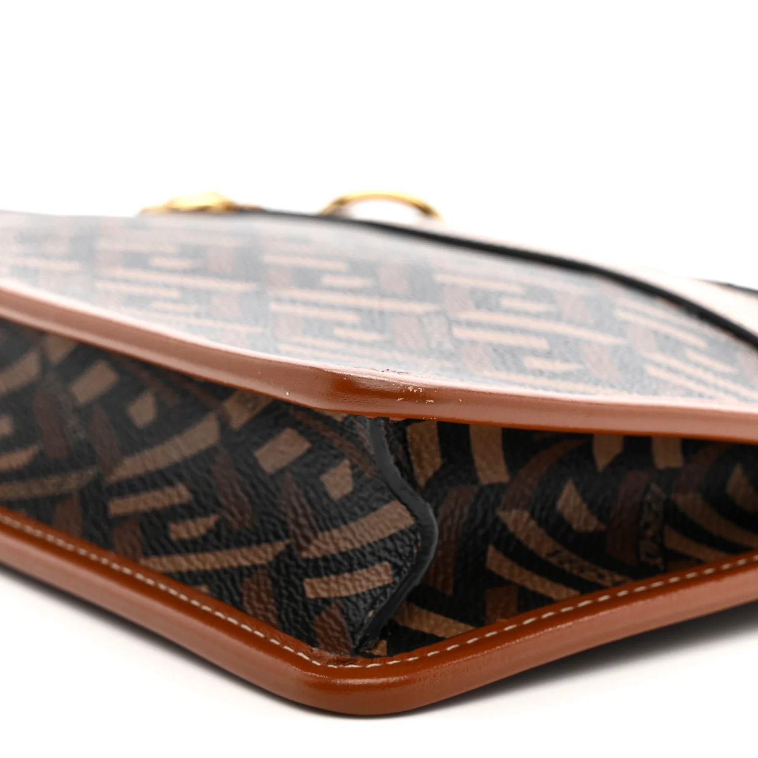 Coated Canvas Medium La Greca Signature Pouch Black Caramel - Image 9