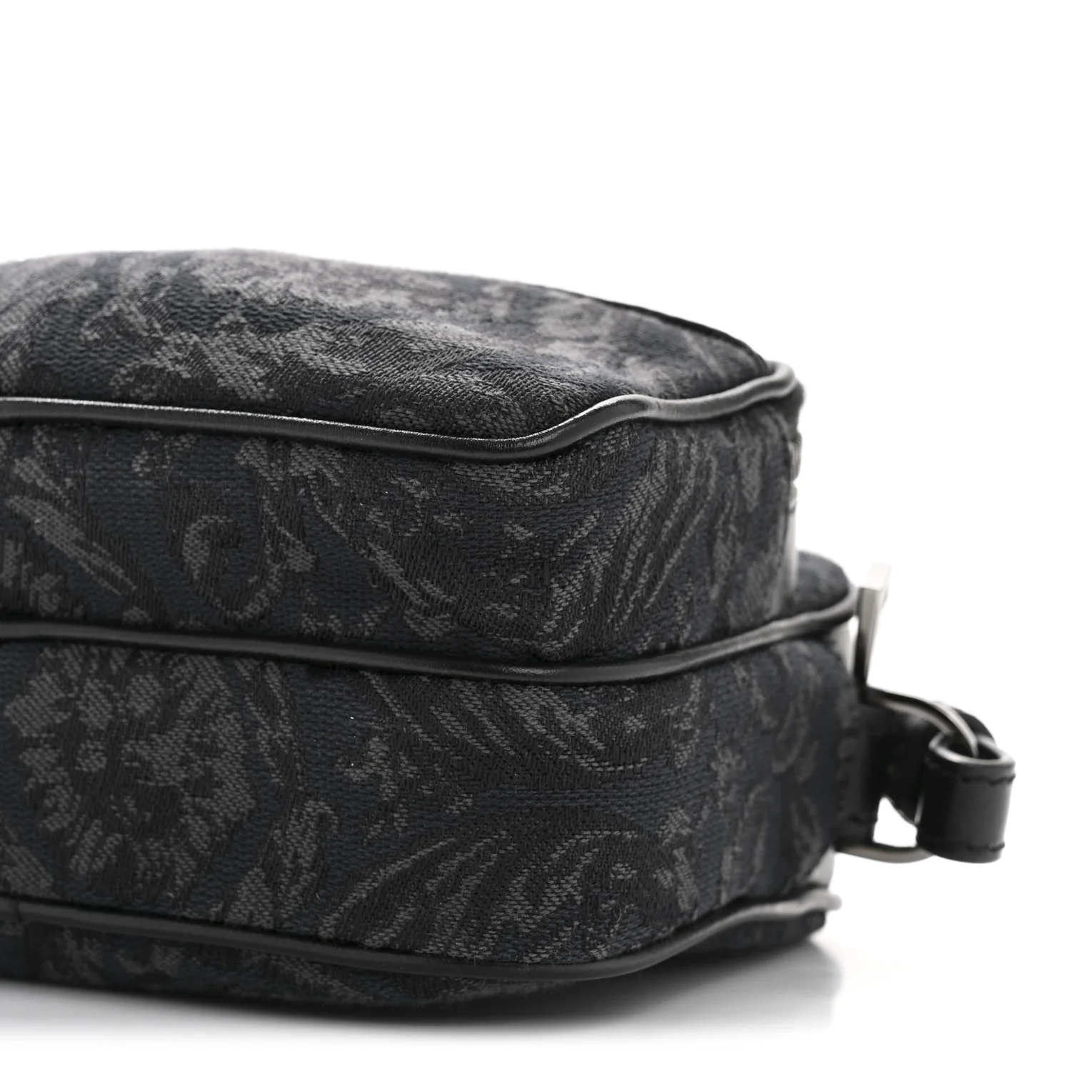 Fabric Jacquard Calfskin Barocco Crossbody Bag Black - Image 9