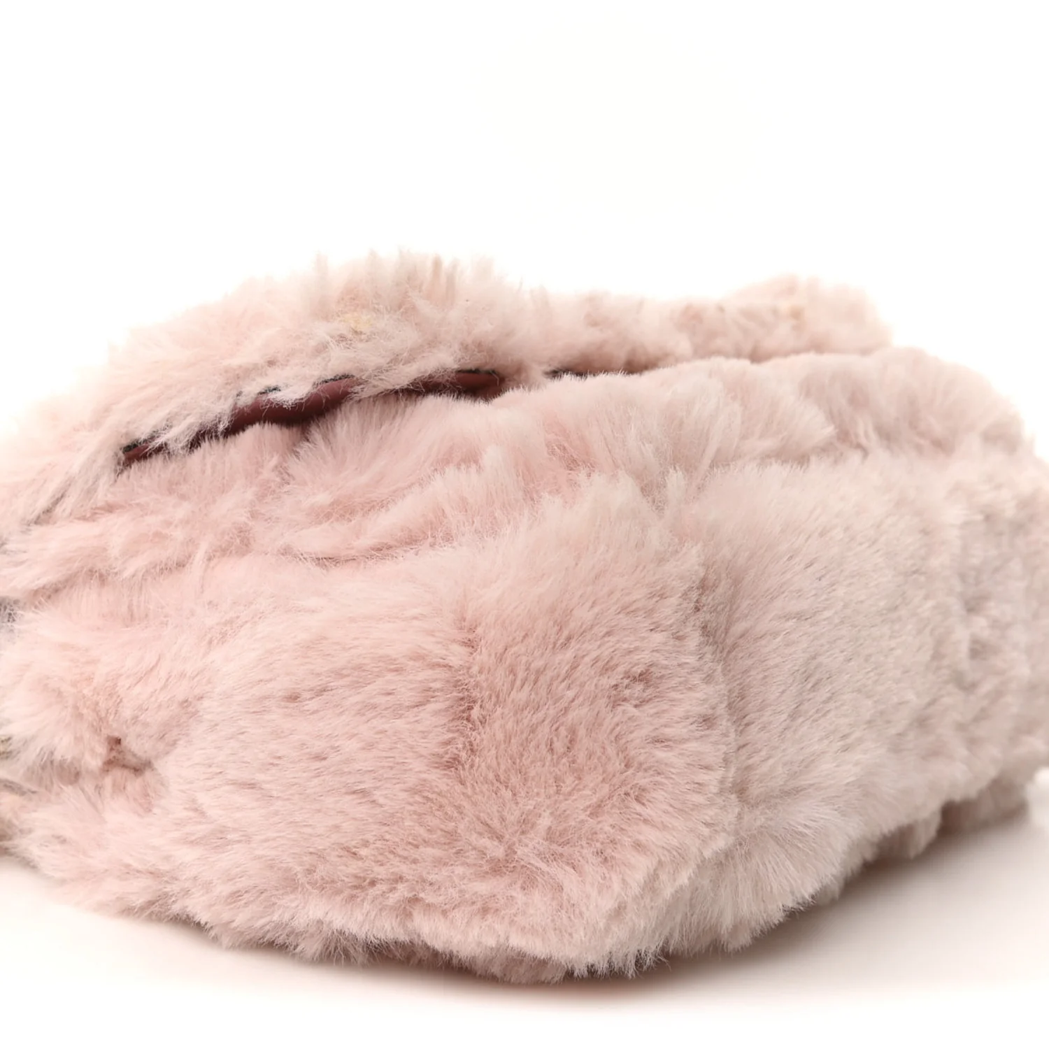 Faux Fur Quilted Virtus V Mini Chain Flap Shoulder Bag English Rose - Image 9